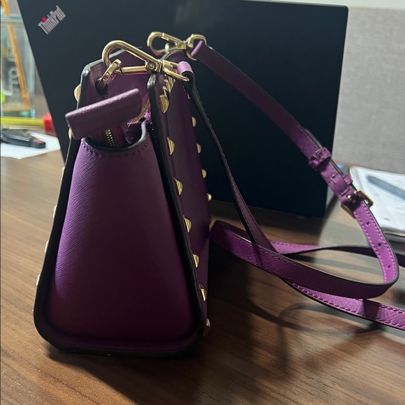 Michael Kors Purple Studded Crossbody Bag - Picture 3 of 8